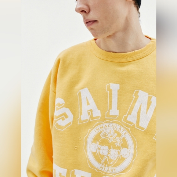 Saint Michael x Denim Tears Crewneck Sweatshirt Yellow - Picture 4 of 9